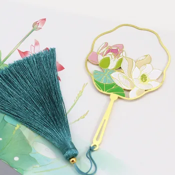 1 шт. металлическая художественная закладка из гибискуса Изумо, китайский стиль, латунь, изысканный лотос, lotus, классический дзен, креативная закладка с кисточкой