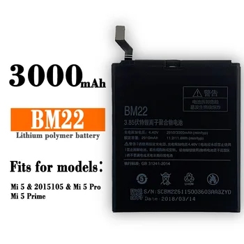 100% Оригинальный аккумулятор BM22 3000 мАч для Xiaomi Mi 5 Mi5 M5 BM22 Высококачественные сменные батарейки для телефона