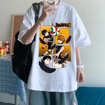 2023 Горячие аниме-футболки Haikyuu, модные мужские рубашки Harajuku с круглым вырезом и коротким рукавом
