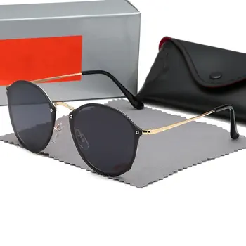 2023 Дизайнерский бренд, роскошные солнцезащитные очки, женские круглые солнцезащитные очки, мужские винтажные очки для клуба и улицы с оригинальной коробкой
