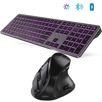 Bluetooth-клавиатура MOfi с подсветкой для Windows и Mac OS, перезаряжаемая клавиатура и мышь на нескольких устройствах, расческа для беспроводной клавиатуры