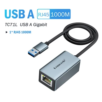 Lemorele TC71 USB-КОНЦЕНТРАТОР USB 3.0 Gigabit Ethernet Адаптер RJ451000M Multi Splitter Adapter OTG для Ноутбуков Xiaomi Macbook Pro PC Co