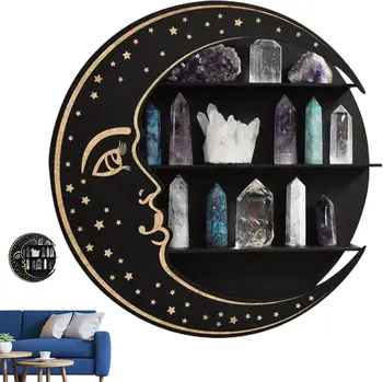 Moon Shelf Decor - Хрустальная витрина | Деревянные настенные плавающие полки, держатель для ювелирных изделий из жженого хрусталя Для Essentia