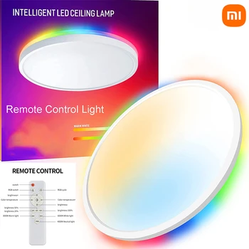 Xiaomi Mijia LED Простой потолочный светильник, Красочная подсветка, круглая подсветка, переменный свет с трехцветной лампой в гостиной