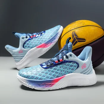 Баскетбольная обувь с высоким берцем, Цветная блокировка, Спортивная обувь для отдыха, мужская противоскользящая Износостойкая молодежная баскетбольная обувь