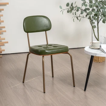 Винтажный обеденный стул в скандинавском стиле, промышленная кожа, Коричневые стулья для гостиной, Металлическая перекладина, Кухонные принадлежности Eetstoelen A2