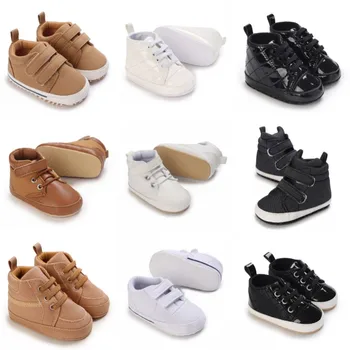 Детская обувь HAIZHIW Для мальчиков и девочек, классическая спортивная обувь с мягкой подошвой из искусственной кожи, многоцветные повседневные кроссовки First Walker, Белые туфли для крещения