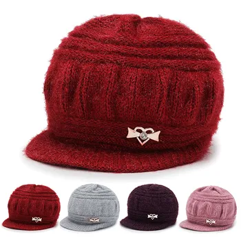 Женская Осенне-зимняя толстая вязаная шапка для мамы и бабушки, женская новая модная теплая шапочка-Бини, шляпа