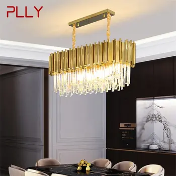 Золотая люстра PLLY, Хрустальный Прямоугольный подвесной светильник, постмодернистский светодиодный светильник для дома, гостиной, столовой
