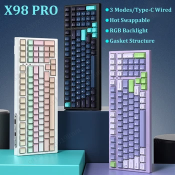 Игровая клавиатура X98 Pro 99 Клавиш С возможностью горячей замены Механическая клавиатура 3 Режима/Проводная Прокладка Type-C Структура Клавиатуры с RGB подсветкой
