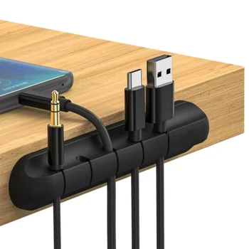 Кабельный органайзер Силиконовая намотка USB-кабеля Зажимы для управления аккуратностью на рабочем столе Держатель кабеля для мыши Клавиатуры наушников Организатор проводов