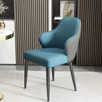Красивые современные обеденные стулья из синей кожи обеденные стулья для кемпинга на открытом воздухе Роскошный напольный силлон Индивидуальная кухонная мебель