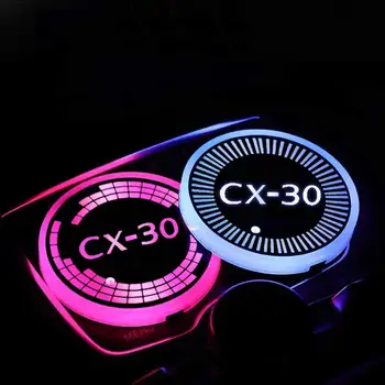 Красочные Сменные Фонари LED Car Water Cup Pad USB Luminous Coaster Для Mazda CX-30 CX30 Аксессуары Для Интерьера