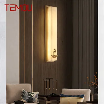 Латунный настенный светильник TEMOU, светодиодные современные роскошные мраморные бра, декор для дома, спальни, гостиной, коридора