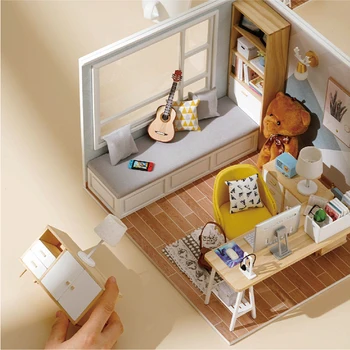 Набор миниатюрных кукольных домиков своими руками Roombox Модели маленьких домиков Деревянные Игрушки для детей Рождественские Подарки Мебель для мини-кукольного домика Casa