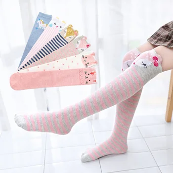 Носки для девочек С Рисунком Лисы, Хлопковая Грелка Для ног Средней Длины, Модные Носки Для девочек Длиной до колена, Мягкие Носки для прогулок, от 1 до 2 лет