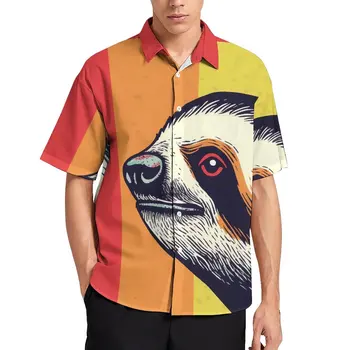Повседневные рубашки ленивца, ретро разноцветная рубашка для отдыха, Гавайская уличная одежда, блузки, мужской принт, большие размеры