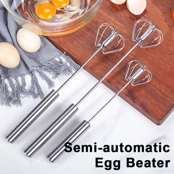 Полуавтоматическая взбивалка для яиц, Самоворачивающийся миксер для сливок, Венчик для взбивания яиц из нержавеющей стали, Ручной миксер, Кухонные принадлежности, Инструменты для взбивания яиц