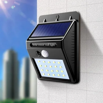Солнечные наружные настенные светильники Водонепроницаемое освещение с датчиком движения Лампа на солнечной энергии Мощные 20-30 Светодиодные прожекторы для сада