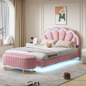 Спальные гарнитуры из 2 предметов, кровать на платформе со светодиодной подсветкой размера 