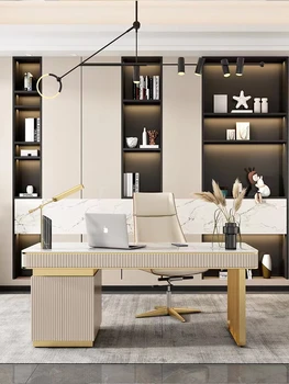 Стол роскошный современный минималистичный стол высокого класса, домашний настольный компьютерный стол, итальянский минималистичный рабочий стол и стул.