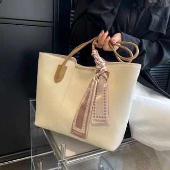 Элегантные женские сумки через плечо, однотонная сумка через плечо из искусственной кожи, роскошная женская сумка-тоут большой емкости, сумка для покупок