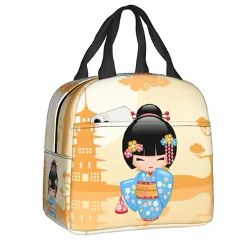Японская кукла Майко Кокеши, термоизолированная сумка для ланча, женская милая сумка-гейша для ланча на работу, в школу, в путешествие, коробка для бенто