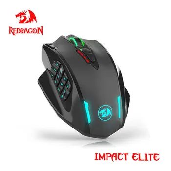Redragon Impact Elite M913 RGB USB 2.4G Беспроводная Игровая Мышь 16000 точек на дюйм с 16 кнопками Программируемая эргономичная для геймерских Мышей ПК