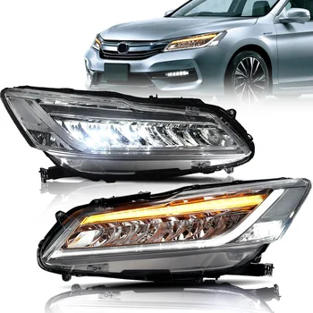 Архаичный Для accord 9th головной фонарь 2013 2014 2015 полностью светодиодный передний фонарь RHD & LHD для фары Honda Accord