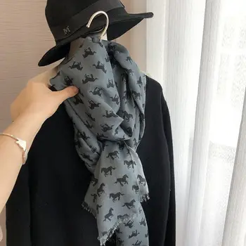 Дизайнерский бренд Шарф Шарф из хлопка и льна Horsehead, осенне-зимние модные Мягкие шарфы-шали для женщин, хит продаж