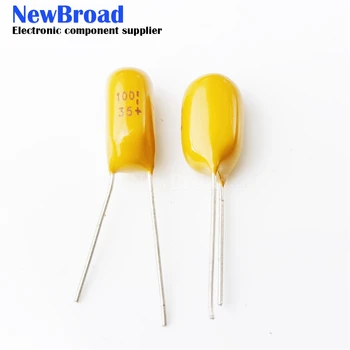 Желтый танталовый конденсатор с прямым вводом 5ШТ 16V 100UF 107F 25V 100UF 107H 35V 100UF 107L