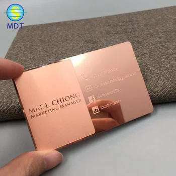 Зеркальные металлические визитки из розового золота, Китай