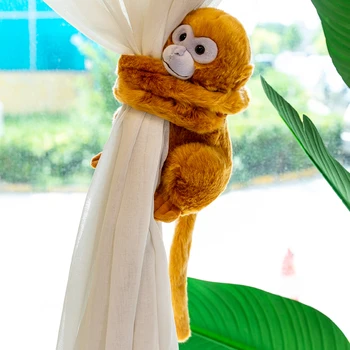 Имитация милой обезьянки Плюшевая игрушка Золотая обезьянка Кукла Обезьянка с длинной рукой Высококачественная кукла для штор в комплекте с украшениями Кукла Кукла