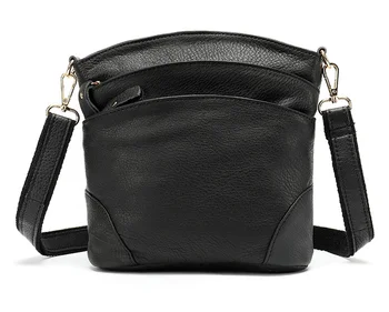 Кожаная женская сумка из натуральной кожи, мягкая черная женская сумка через плечо для