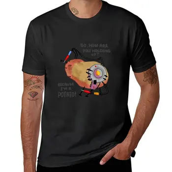 Новая футболка GLaDOS в виде картошки (простая), короткая футболка, летний топ, забавные футболки, рубашки с кошками, одежда для мужчин