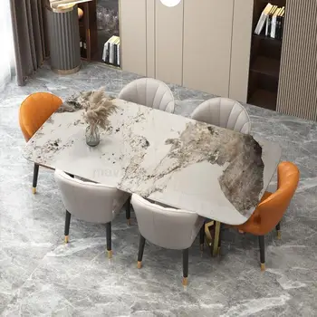 Обеденный стол с мраморной столешницей и стулья для ресторана, Большой семьи, современный кухонный стол для ужина, Итальянская мебель для дома Mesa