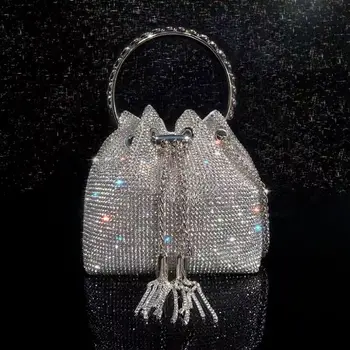 Роскошная дизайнерская сумочка 2023 года, вечерний клатч с кисточками и бриллиантами, маленькие сумки-ведерки через плечо, кошельки и сумочки Chic