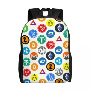 Рюкзаки с логотипом Crypto Coins Altcoin Blockchain для женщин и мужчин, Водонепроницаемые Школьные сумки для колледжа, сумки для биткойнов и Эфириума, сумки для книг с печатью