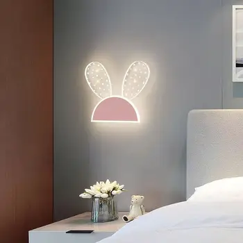 Светодиодный мультяшный настенный светильник для мальчиков и девочек Прикроватная тумбочка для спальни Креативный Кролик Воздушный шар Ракета Планета Облачный светильник для детской комнаты Дома