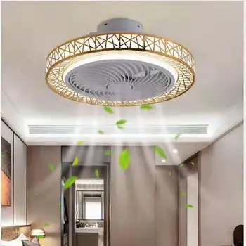 Скандинавский постмодернистский интеллектуальный светодиодный потолочный вентилятор с лампой дистанционного управления декоративный вентилятор для спальни, невидимый бесшумный потолочный вентилятор, лампа
