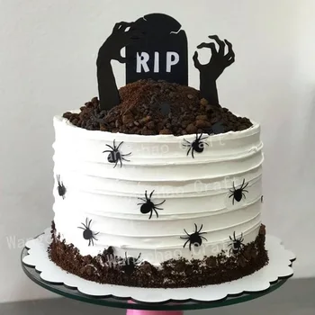 1 Комплект Топпера для торта на Хэллоуин, Надгробная плита, Рука Зомби, Паук, Акриловое Украшение для торта, принадлежности для вечеринки на Хэллоуин
