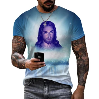 2022 Новейшая мужская футболка с 3D-принтом God Jesus, модные футболки унисекс для мальчиков, повседневные футболки оверсайз