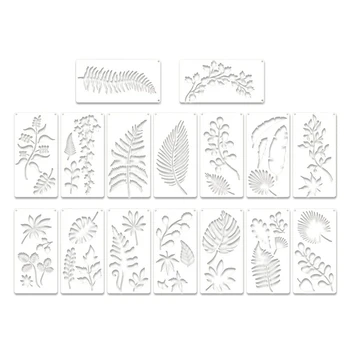 32 части трафарета листьев многоразового использования Лист трафарета для рисования Лист трафарета для стен Шаблон рисунка листьев Тропический лист многоразового использования