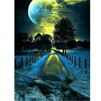 3339-390- рисование сцены лунной ночи, наполнение подходит для взрослых, ручная роспись, дизайн костюма ручной работы