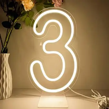 38-сантиметровая светодиодная подсветка номерных знаков, акриловая неоновая светодиодная подсветка с питанием от USB для вечеринки по случаю Дня рождения, годовщины свадьбы, фоновых украшений