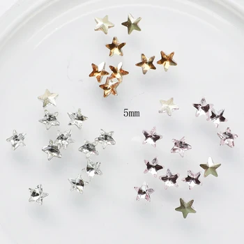 50шт Япония Корея 3D Подвески для ногтей Kawaii Glitter Mini Star Rhinestone Аксессуары для профессионального нейл-арта