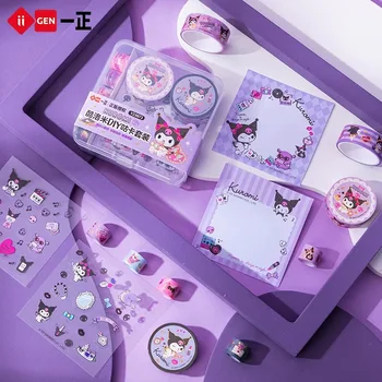 Kawaii Kuromi Cinnamoroll Мультяшная прозрачная водонепроницаемая наклейка для домашних животных Аниме Sanrio Girl Heart Cute Pocket Material Tape Set