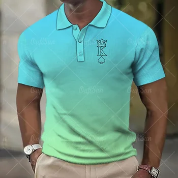 Old K Мужские рубашки поло с 3D печатью, Однотонная Градиентная мужская одежда, Модная Летняя Повседневная Уличная дизайнерская футболка с короткими рукавами