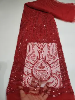 Африканское кружево S-1302558 Французские нигерийские бусины, кружевная ткань для новобрачных, высококачественные блестки, Сетчатое тюлевое кружево для женского платья