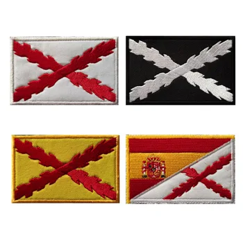 Бордовый Крест Испанской империи, нашивка с международным флагом, 3D Вышивка, армейский значок, наклейки на наружную упаковку, Тканевая повязка на руку